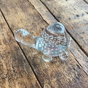 Vintage Clear Glass Turtle Figurine Paperweight